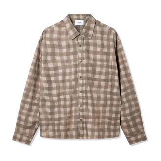 Axel Arigato Distort Gingham Shirt - Heren - Casual Overhemden - Bruin - M - Katoen - Overhemden