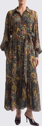 Etro Paisley Print Silk Midi Chemisier Dress with Waist Belt