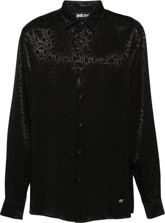Just Cavalli logo-jacquard shirt - men - Viscose - 48 - Black