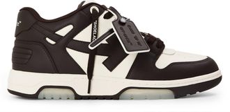 Off-white Mens Off White Out Of Office Classic Trainers, Trademark Branding in Chocolate Cream