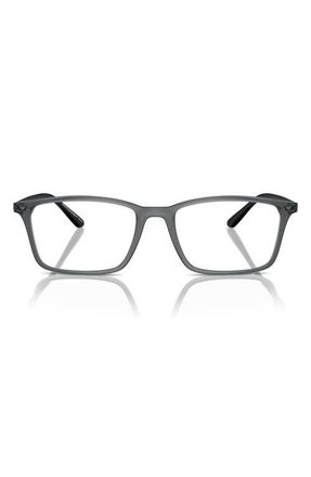 Emporio Armani 55mm Rectangle Optical Glasses in Shiny Black /Demo Lens at Nordstrom