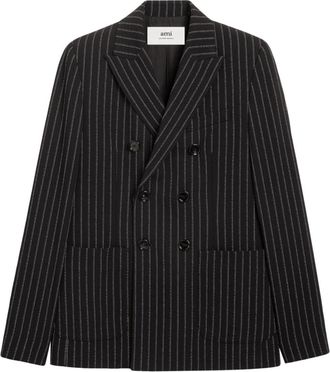 Ami pinstripe double-breasted blazer - women - Wool - 36 - Black