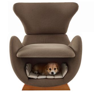 STILVORA Sill&oacute;n Relax Con Cueva Para Gato Y Perro Peque&ntilde;o, Tela Antiarazos, Estructura De Madera, Marr&oacute;n