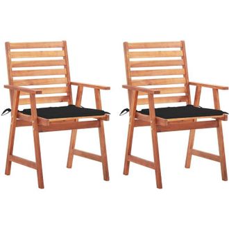 vidaXL Vidaxl - Sillas Comedor De Jard&iacute;n Y Cojines 2 Uds Madera Maciza Acacia