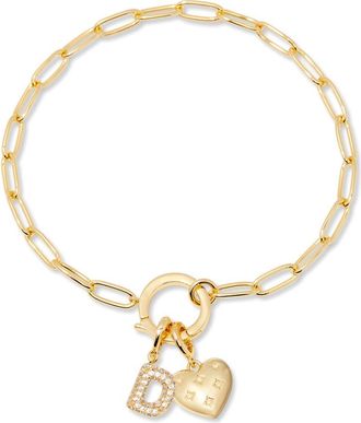 Brook & York Lillian Initial Heart Charm Bracelet in Gold D at Nordstrom