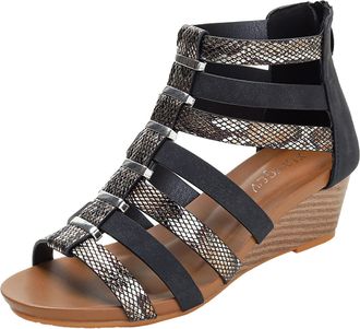 Generic Dressy Sandals for Women Flat Womens Foreign Trade Slope Heel Summer Rome Breathable High Top Back Zipper Sandals Sparkly Sandals for Women Flat