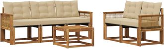 vidaXL Conjunto De Sof&aacute;s De Exterior 6 Uds. Natural Y Beige Vidaxl