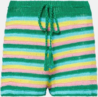 Anna Kosturova Shorts in crochet di cotone a righe
