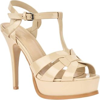 Miss Diva Womens Platform Heeled Sandals Open Toe Ladies Stiletto Heels with Anklestrap - Nude Patent, UK5