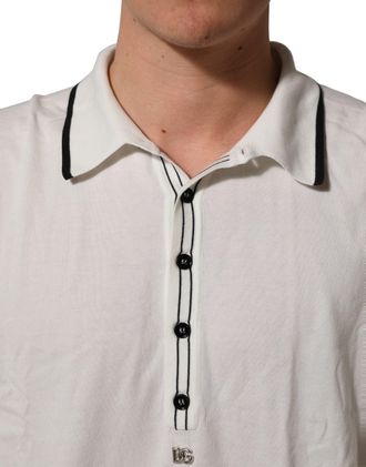 Dolce & Gabbana Silk-Cotton Blend Polo - White