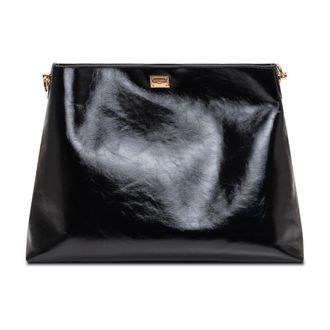 Dolce & Gabbana Shoulder Bags, female, Black, Size: ONE SIZE Large Vittoria Calfskin Shoulder Bag