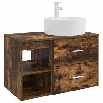 vidaXL Juego De Muebles De Ba&ntilde;o 2 Pcs Roble Ahumado Vidaxl