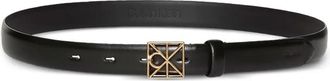 Calvin Klein logo square-buckle belt - women - Calf Leather - 95 - Black