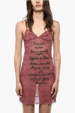 Dsquared2 UNDERWEAR Embroidered Lace Slip Dress size S