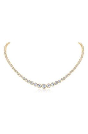 Kenneth Jay Lane Graduated Bezel Cubic Zirconia Tennis Necklace in Gold Plated at Nordstrom
