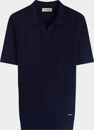 Bugatchi Men & apos;s Textured Stripe Johnny Collar Short-Sleeve Sweater