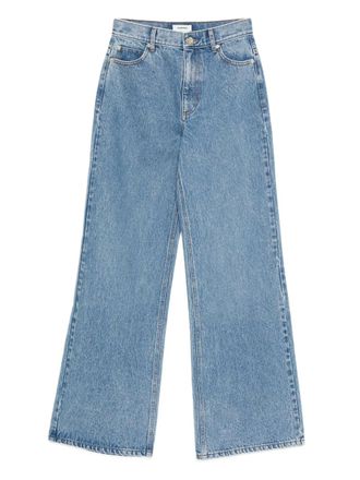 Sandro belt-loops trousers - women - Cotton/Polyester/Cotton - 42 - Blue