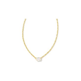 Kendra Scott Cailin Crystal Pendant Necklace - Gold Metal White Cz