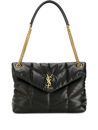 Saint Laurent Loulou schoudertas met chevron patroon - Zwart