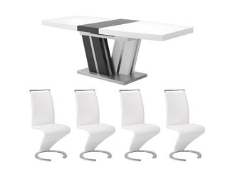 Vente-Unique Conjunto de mesa NOAMI + 4 sillas TWIZY - Blanco y gris