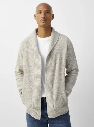 Le 31 Mens Heathered knit open Cardigan Sweater