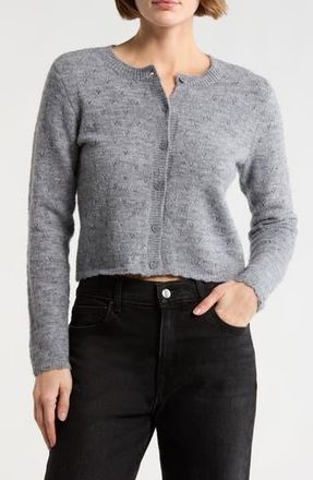 Lush Lightweight Button Front Crop Cardigan in Heather Grey at Nordstrom Rack, Size X-Large