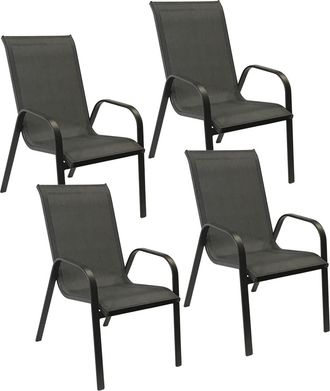 Happy Garden Pack De 4 Sillas Marbella En Textileno Gris Aluminio Gris Antracita