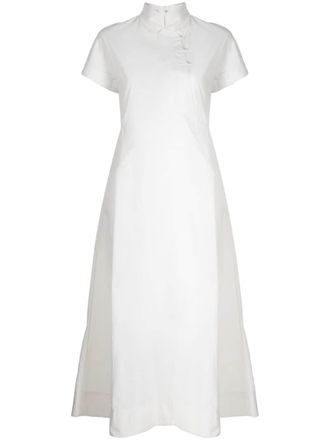 Shiatzy Chen Abito midi con colletto alla coreana - Bianco