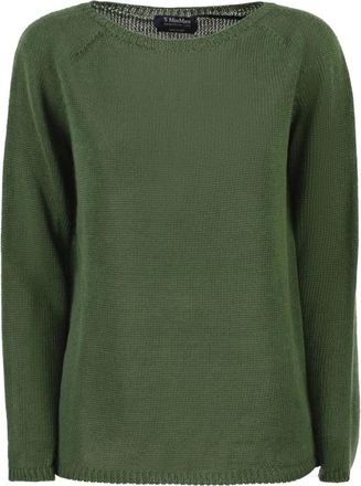 Max Mara Truien & Vesten, Dames, Groen, M, Round-neck Truien