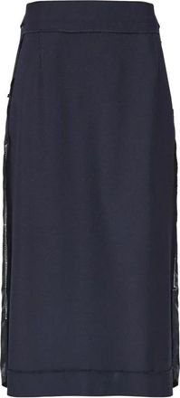 Maison Margiela High-Waisted Side Zip Midi Skirt - Dames - Midirokken - Blauw - S - Katoen - Rokken