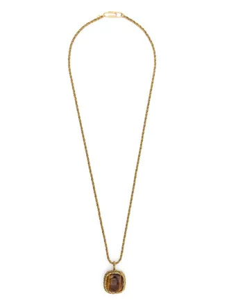 Aur&eacute;lie Bidermann Miki tiger eye necklace - women - Tiger eye/Gold Plated Metal - One Size