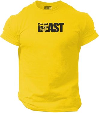 Generic Beast Gorilla T Shirt Gym Clothing Bodybuilding Training Workout Exercise Boxing MMA Gymwear Top (UK, Alpha, XL, Regular, Regular, Yellow (Black Print