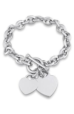 Delmar Oval Link Heart Charm Toggle Bracelet in Brass at Nordstrom Rack