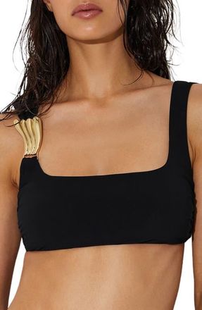 Reiss Alba One-Shoulder Bikini Top in Black at Nordstrom, Size 12