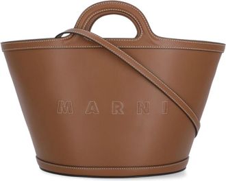 Marni Bruine leren tote bag - Dames - Shoppers - Bruin - ONE Size - Leer - Tassen