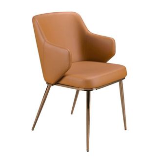 Angel Cerd&aacute; Brown Leatherette Dining Chair with Armrests