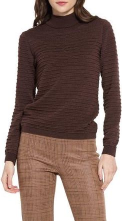 Lyss&eacute; Smocked Mock Neck Sweater in Dark Mocha at Nordstrom Rack, Size Medium