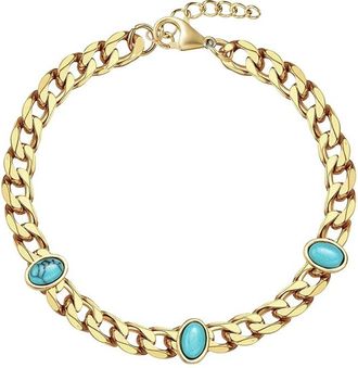 Liv Oliver 18K Plated 2.50 Ct. Tw. Turquoise Empress Chain Bracelet