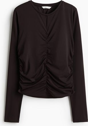 H&M Drapiertes Langarmshirt - Brown