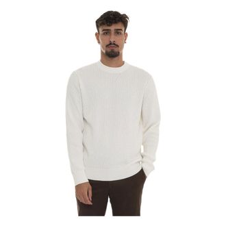 HUGO BOSS Round-neck Knitwear, male, Beige, 3XL, Rib Knit Pullover with Logo Detail