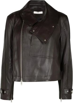 Co Chaqueta de Moto con Cuello Volador - Jackets - Mujer - Marr&oacute;n - S