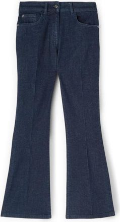 Motivi Kick Flare Jeans met Persvouw - Dames - Cropped Jeans - Blauw - M - Katoen - Jeans