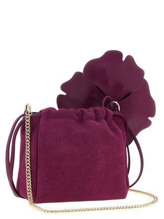 Pinko Flower Suede Clutch - Burgundy