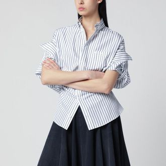 Balenciaga White striped shirt with turn-up sleeves