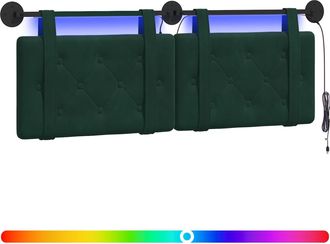 vidaXL Cabecero Colgante Con Luz Led Verde Oscuro Terciopelo Vidaxl