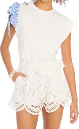 Allison New York Ainsley Eyelet Belted Short In White