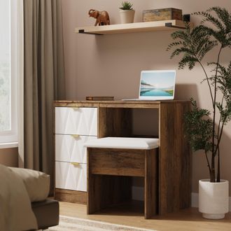 Welcome Furniture Ottawa Ready Assembled Vanity in White Matt & Vintage Oak - Welcome Furniture | TJ Hughes