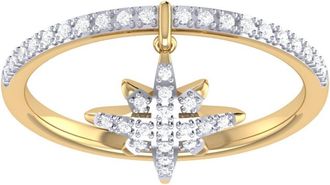 LuvMyJewelry North Star Sterling Silver Diamond Charm Ring