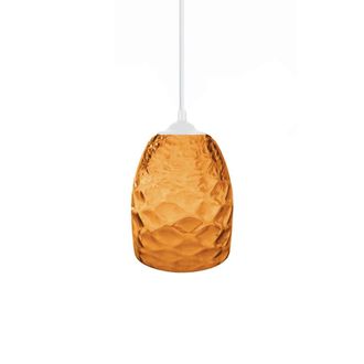 Tosel Suspensi&oacute;n campana metal blanco pantalla vidrio &aacute;mbar