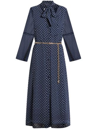 Michael Kors Abito midi a pois con cintura - Blu
